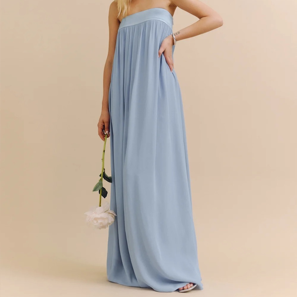 Reformation Strapless Maxi Dress in Powder Blue